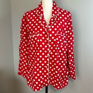 Victoria’s Secret Button Pajama Top Polka Dots Christmas Valentines Day